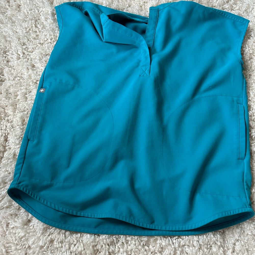 Teal xxs figs scrub top